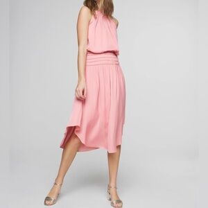 NWT RAMY BROOK - Audrey Smocked Midi Dress Elastic Waist Dress in Pink- Size S